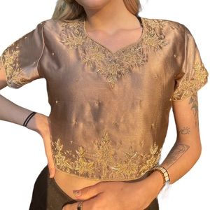 Vintage Beaded Crop Top